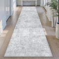 PureCozy 2x8 Runner Rug Washable Vintage Indoor Hallway Carpet Non Slip Grey Bedroom Low Pile Kitchen Distressed Long Retro Accent Throw Rug for Bathroom Dining Laundry Living Room