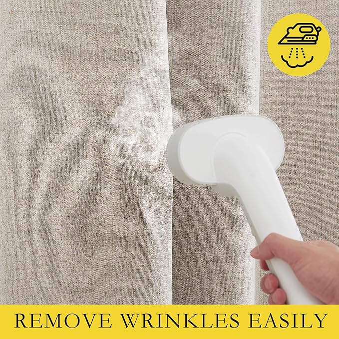 NICETOWN Oatmeal Vintage Open Linen Weave Flax Thermal Curtains, 100% Blackout Curtains 90" Long for Dining Room, Soundproof Window Treatment Drapes for Home Office, 62" Wide Per Panel, Set of 2