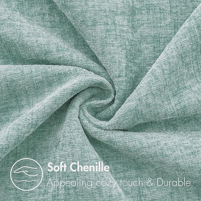 MIULEE Pack of 2 Couch Throw Pillow Covers 20x20 Inch Soft Aqua Green Chenille Pillow Covers for Sofa Living Room Spring Home Decor Couch Solid Dyed Cases