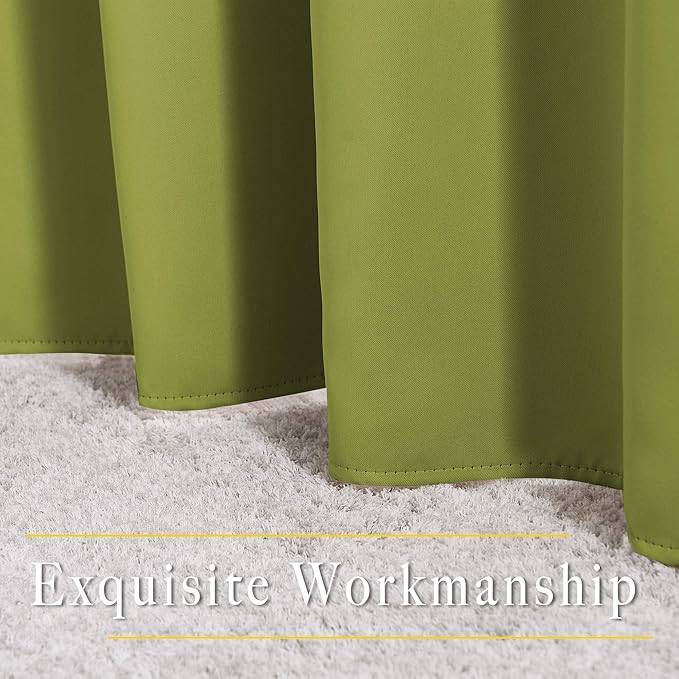 NICETOWN Bedroom Sunlight Block Curtains - Triple Weave Microfiber Grommet Top Thermal Insulated Solid Light Blinds Panels/Drapes for Kid's Room (Fresh Green, 1 Pair, 52 inches by 95 Inch)