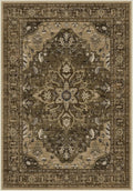Area Rugs Round 8ft Washable Non-Slip, Floral Vintage Distress Print Pattern Medallion Carpet for Living Room Bedroom Dining Room, Brown Dark Brown