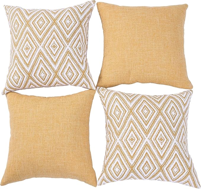 HPUK Decorative Throw Pillow Covers Set of 4 Couch Pillows Accent Cushion Cover for Couch Sofa Living Room, 20"x20" inches, Ochre