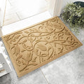 Boho Beige Floral Leaves Outdoor Indoor Entrance Doormats, Absorbent Durable Heavy Duty Welcome Front Door Mat,Thick Natural Rubber Back,Easy Clean Entryway Mat 23x35 Inch, Low Profile