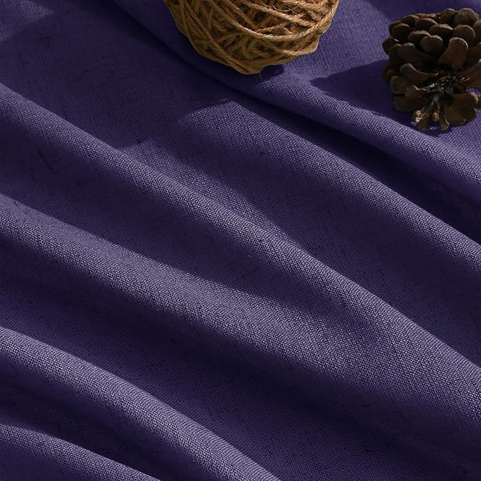 Extra Long Curtain Purple Morden Linen Blend Light Filtering Back Tab Curtains for Long Winodws 120 Inches Length, Semi Sheer Privacy Drapes for Living Room, 52x120 inch, 2 Panels