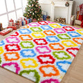Tepook Fluffy Colorful Rug for Kids, Shaggy Soft Rainbow Area Rugs for Girls Bedroom, Indoor Modern Geometric Moroccan Rugs Plush Girls Kids Rug for Playroom Teens Room Nursery Home Decor, 3 X 5 ft