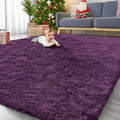 OLANLY 9x12 Machine Washable Large Area Rugs for Living Room, Bedroom, Soft Fluffy Shaggy Bedside Rug, Indoor Floor Carpet for Kids Girls and Boys, Dorms, Nursery, Home Decor Aesthetic, Dark Purple