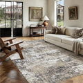 6x9 Abstract Area Rug Brown Washable Modern Neutral Living Room Carpet Non Slip Ultra Soft Low Pile Contemporary Bedroom Large Rug Indoor Office Dining Room Under Table Playroom