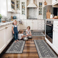 Washable 4-Piece Kitchen Floor Mats: Farmhouse Non-Slip Kitchen Sink Rug Easy Clean Water-Resistant Runners for Hallway Bathroom Soft Decorative Carpet for Pet Feeding Area(2x3+2x4+2x5+2x6,Black)