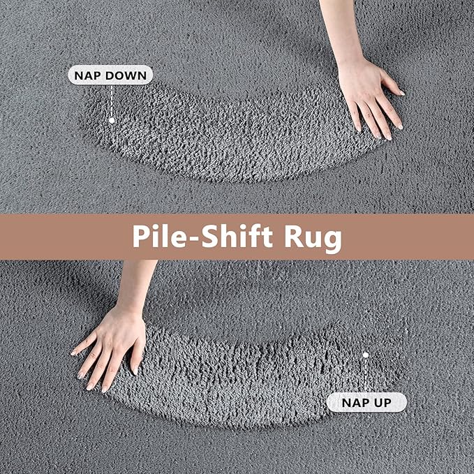 FinRèc 5x7 Washable Area Rugs for Bedroom Living Room, Low Pile Thin Rug Solid Color, Non-Slip Carpet Indoor for Home Decor (Pure Dark Grey)