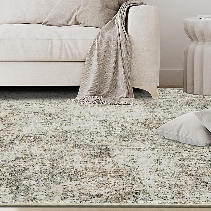 5x8 Area Rugs for Living Room Rug Washable: Abstract Rug for Dining Room Bedroom Carpet Non Slip 5 by 8 Indoor Modern Nursery Home Office Beige Brown
