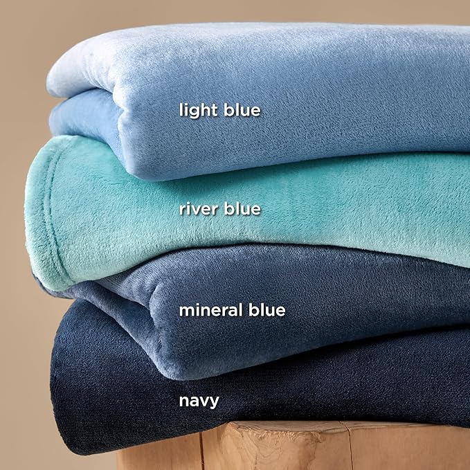 Bedsure GentleSoft Fleece Blanket Twin Size Mineral Blue - 300GSM Lightweight Plush Fuzzy Cozy Soft Warm Blanket for Bed, Sofa, Couch, Travel, Camping, 60x80 inches