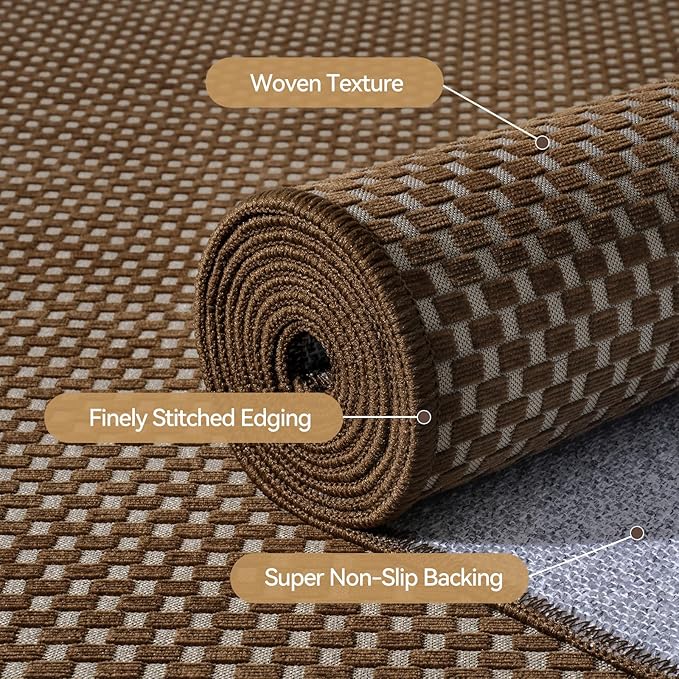 YDKGL 2x5 ft Hallway Runner Rug Boho Woven Washable Kitchen Runner Rugs Mat Non Slip, Soft Entryway Laundry Hall Runner Floor Carpet for Indoor Backdoor Bedroom Kitchen Living Room, Dark Brown/Coffee