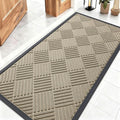 OLANLY Front Door Mat Outside Entrance 47x23, Absorbent, Heavy Duty Sturdy Natural Rubber Doormat Indoor Outdoor, Stain and Fade Resistant, Non-Slip Low Profile Floor Mat for Entryway, Beige Diamond