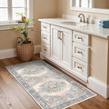 TOPRUUG 2x4 Entryway Runner Rug - Washable Non-Slip Rugs for Kitchen Hallway Soft Ultra-Thin Door Mat Indoor Entrance Stain Resistant Small Throw Carpet for Bathroom (Blue, 2X4)