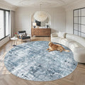 9x9 Blue/Grey Round Rug 9ft Living Room Circle Rug Vintage Round Area Rug Non Slip Indoor Carpet for Apartment