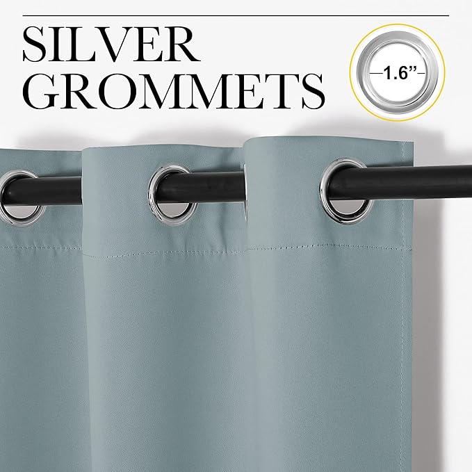 NICETOWN Bedroom Curtains Blackout Drapery Panels, 2 Panels, 42 x 54 Inch, Stormy Sea, 3 Pass Microfiber Thermal Insulated Solid Ring Top Blackout Window Curtains/Drapes