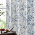 jinchan Linen Floral Curtains for Living Room 63 Inch Length Blue Printed Flower French Country Curtain Farmhouse Cottage Core Toile Curtains Back Tab Light Filtering Window Drapes Set 2 Panels