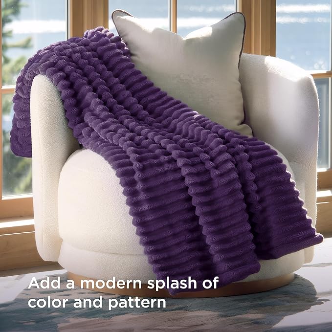 Bedsure GentleSoft Purple Fleece Blanket for Couch - Cozy Soft Blankets for Women, Cute Small Throws for Girls, 50x60 Inches