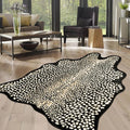 Leopard Print Rug for Living Room, Cheetah Rug 6.2x8.2 Faux Animal Print Skin Cheetah Area Rug for Bedroom Nursery Animal Fur Hide Irregular Shaped Rustic Antelope Black