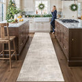 HY HAOYUNLAI 2'6x12 Runner Rugs for Hallways - Soft Kitchen Rug Non-Slip Rug Runner with Rubber Backing Washable Non Shedding Soft Beside Carpet for Bedroom Abstract Home Decor(2'6x12,Beige/Cream