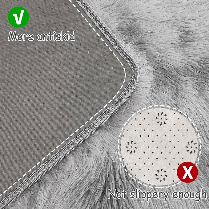 Super Soft Fluffy Living Room Area Rug 3x10 ft Tie-Dyed Light Grey Shaggy Furry Carpet Washable Non-Slip Floor Rugs Bedroom Bedside Nursery Rug Fuzzy Boys Girls Dorm Home Decor Aesthetic