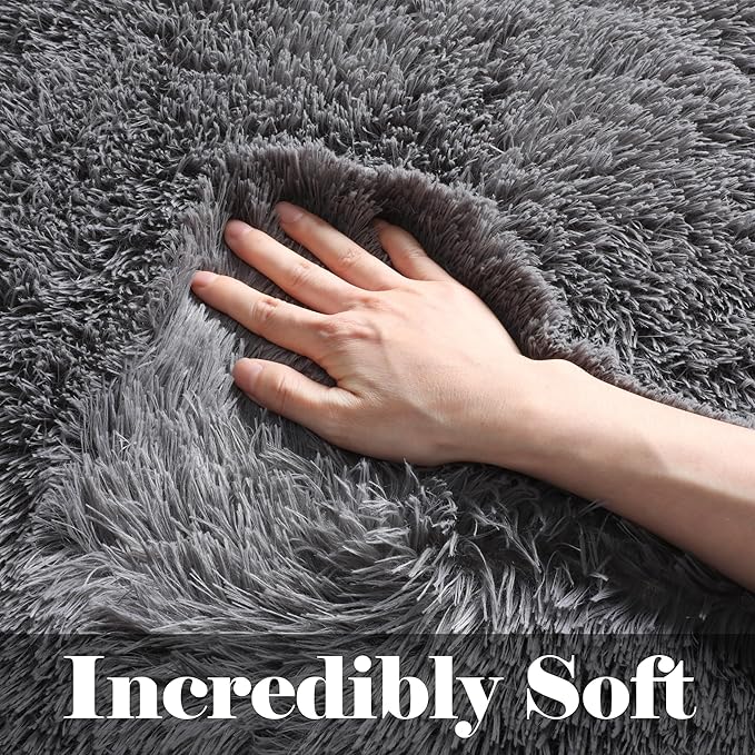 ONASAR 2x6 Grey Runner Rugs for Bedroom Living Room, Fluffy Bedside Hallway Throw Area Rug, Gray Ultra Soft Plush Furry Floor Carpet Mat for Nursery Kids Dorm Closet Home Decor Aesthetic