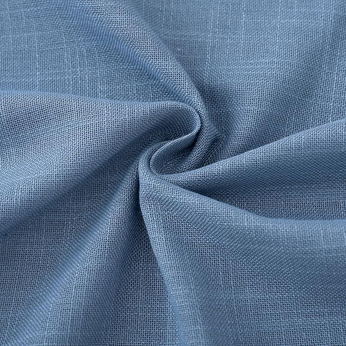 Denim Blue Curtains for Living Room Back Tab Modern Farmhouse Semi Sheer Blue Curtains 120 inches Long 2 Panels Set Muted Neutral Window Curtain for Dining Room Bedroom 52x120