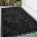 Smiry Front Door Mat Outside Entrance, Heavy Duty Sturdy Natural Rubber Doormat, Trap Dirt and Moisture, Easy Clean Low Profile Mats for Indoor Outdoor Entry, Irregular Triangle (71x34, Black)
