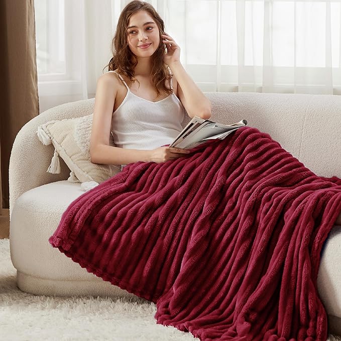 Bedsure GentleSoft Red Blanket for Couch - Cozy Soft Blankets for Women, Cute Small Throws for Girls, 50x60 Inches