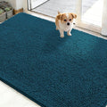 OLANLY Dog Door Mat for Muddy Paws 50x30, Absorbs Moisture and Dirt, Absorbent Non-Slip Washable Doormat, Quick Dry Chenille Mud Mat, Entry Indoor Entryway Carpet for Inside Floor, Atlantic Blue