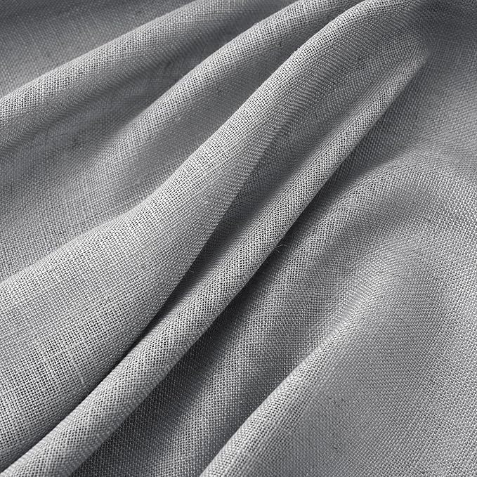 MIULEE Grey Linen Curtains 96 Inch Long for Bedroom Living Room, Soft Thick Linen Textured Window Drapes Gray Semi Sheer Light Filtering Back Tab Rod Pocket Burlap Look Decor, 2 Panels