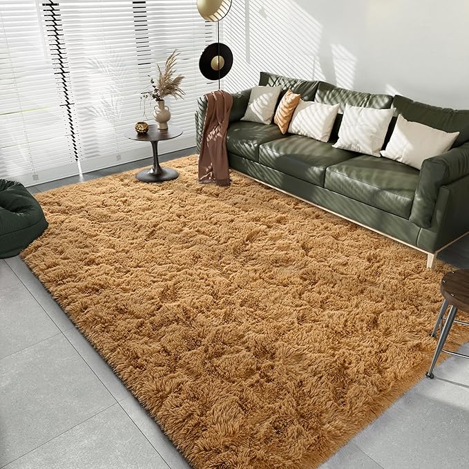 LOCHAS Ultra Soft Indoor Modern Area Rugs Fluffy Living Room Carpets for Children Bedroom Home Decor Nursery Rug 3x5 Feet, Khaki