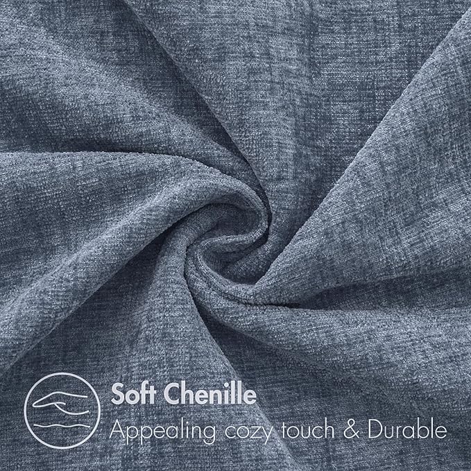 MIULEE Pack of 2 Couch Throw Pillow Covers 12x20 Inch Soft Dark Grey Blue Chenille Lumbar Pillow Covers for Sofa Living Room Solid Dyed Cases