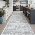 Runner Rug 3x10 Washable Non-Slip Hallway Runner Rugs for Kitchen Bathroom Laundry Room Grey Vintage Floor Carpet Runners for Hallways Entryway
