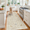 Madane Hallway Runner 3x8, Kitchen Rugs Washable Entryway Rug 8ft Vintage Kitchen Runners Non Slip Indoor Area Rug Farmhouse Carpet Runner for Bathroom Living Room Bedroom (3 X 8, Beige/Blue)