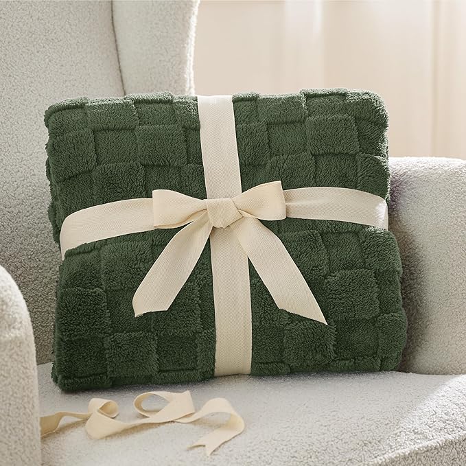 Bedsure GentleSoft Blankets Queen Size for Bed - Super Soft Cozy Spring Blanket for Kids Girls, Large Fuzzy Fleece Throw for Bedroom Decor, Olive Green, 90x90 Inches