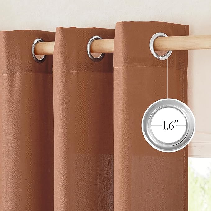 NICETOWN Caramel Linen Curtains 84 inches Long, Grommet Thick Flax Linen Window Treatment Privacy Assured with Light Filtering Drapes for Bedroom/Living Room, W55 x L84, 2 Panels