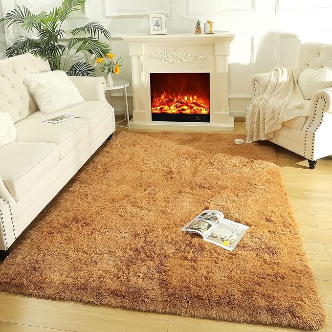 LOCHAS Ultra Soft Indoor Modern Area Rugs Fluffy Living Room Carpets for Children Bedroom Home Decor Nursery Rug 3x5 Feet, Khaki