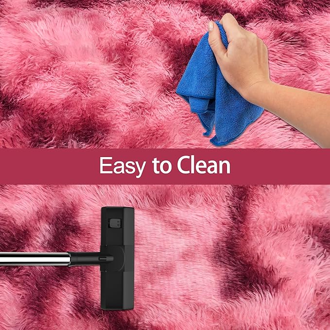 Tie-Dyed Red 2x8 Machine Washable Runner Rugs for Hallway Soft Fluffy Shaggy Bedside Rugs for Bedroom Living Room Indoor Floor Carpet for Kids Girls and Boys Nursery Rooms Home Decor Aesthetic