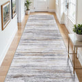 4x8 Wide Washable Runner Rug: Easy-to-Clean Runners for Hallway Entryway Kitchen Bedroom Living Room - Stain and Water Resistant Rugs with Non-Slip Backing - Soft Low-Pile Carpet Beige Grey