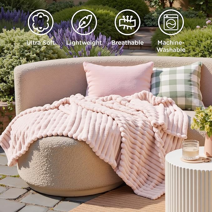 Bedsure GentleSoft Crystal Pink Twin Blanket for Bed - Super Soft Cozy Blankets for Women, Cute Large Blanket for Girls, 66x90 Inches