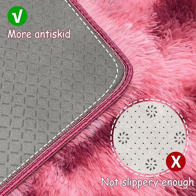 Tie-Dyed Red 2x6 Machine Washable Runner Rugs for Hallway Soft Fluffy Shaggy Bedside Rugs for Bedroom Living Room Indoor Floor Carpet for Kids Girls and Boys Nursery Rooms Home Decor Aesthetic