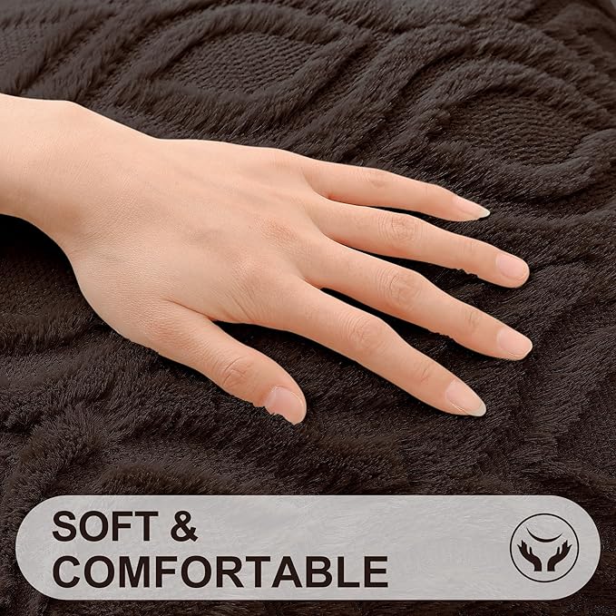 decorUhome Throw Pillow Covers 12x20 Inch Set of 2, Soft Plush Faux Wool Dark Brown Solid Couch Pillow Covers, Accent Farmhouse Neutral Rectangle Pillow Cases for Sofa Bed Living Room