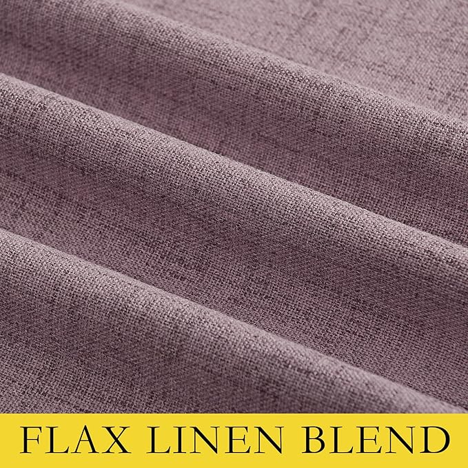 NICETOWN Chaise Mauve Vintage Linen 100% Blackout Curtains for Playroom, Thermal Insulated Curtains 72" Long, Noise Reducing Window Treatment Drapes for Laundry Room, 62" Wide Per Panel, Set of 2