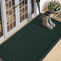 Smiry Front Door Mat Outside Entrance, Heavy Duty Natural Rubber Doormat, Non Slip, Trap Dirt and Moisture, Easy Clean, Low Profile Welcome Floor Mats for Indoor Outdoor Entry, 59x23 Inch, Black Green