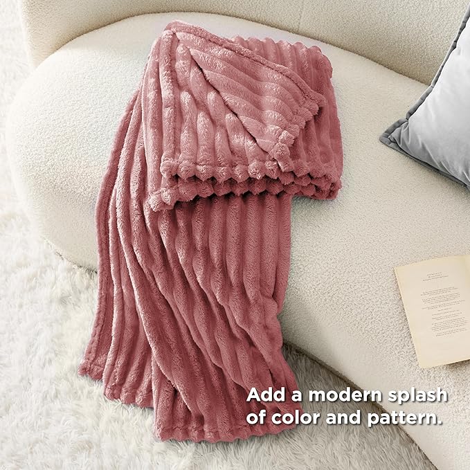 Bedsure GentleSoft Dusty Pink Fleece Blanket for Couch - Cozy Soft Blankets for Women, Cute Small Throws for Girls, 50x70 Inches