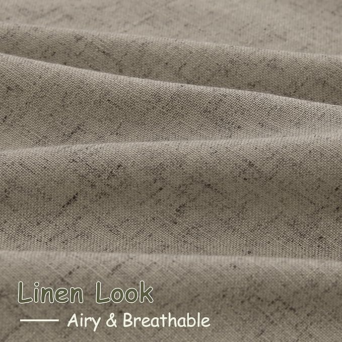 Mocha Linen Curtains 120 Inch Extra Long for Living Room Back Tab Light Filtering Semi Sheer Drapes Modern Farmhouse Boho Decor Cotton Textured Curtain for Floor to Ceiling High Window 52x120