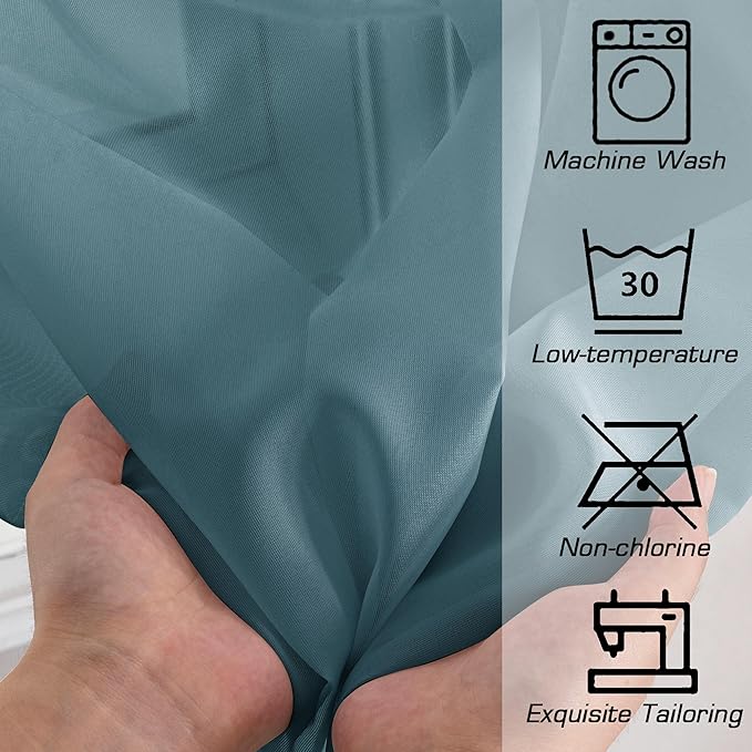 OWENIE Sheer Curtains, 63 inch Length Set of 2, Rod Pocket Light Weight Voile Curtains & Drapes for Bedroom & Living Room, Each 42Wx63L inch, Dusty Blue