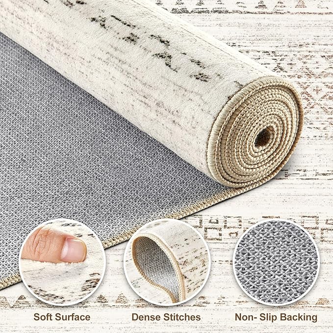 Nakagishi Area Rugs 9x12 Living Room Rug: Washable Boho Large Neutral Modern Soft Stain Resistant Indoor Floor Non-Slip Moroccan Carpet for Bedroom Nursery Kids Playroom Office Dining Room- Colorful
