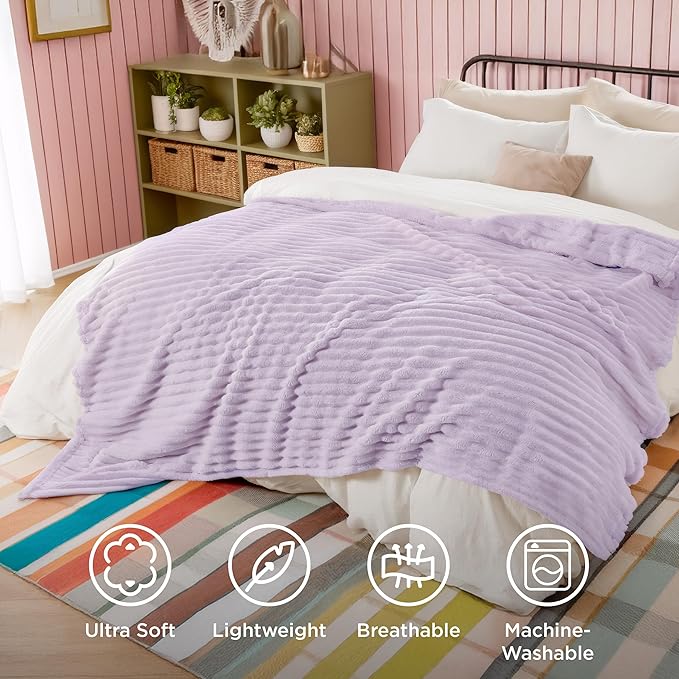 Bedsure GentleSoft Lavender Fog California King Size Blanket for Bed - Cozy Soft Blankets for Women, Cute Small Fleece Throws for Girls, Birthday Gifts for Women, 102x96 Inches